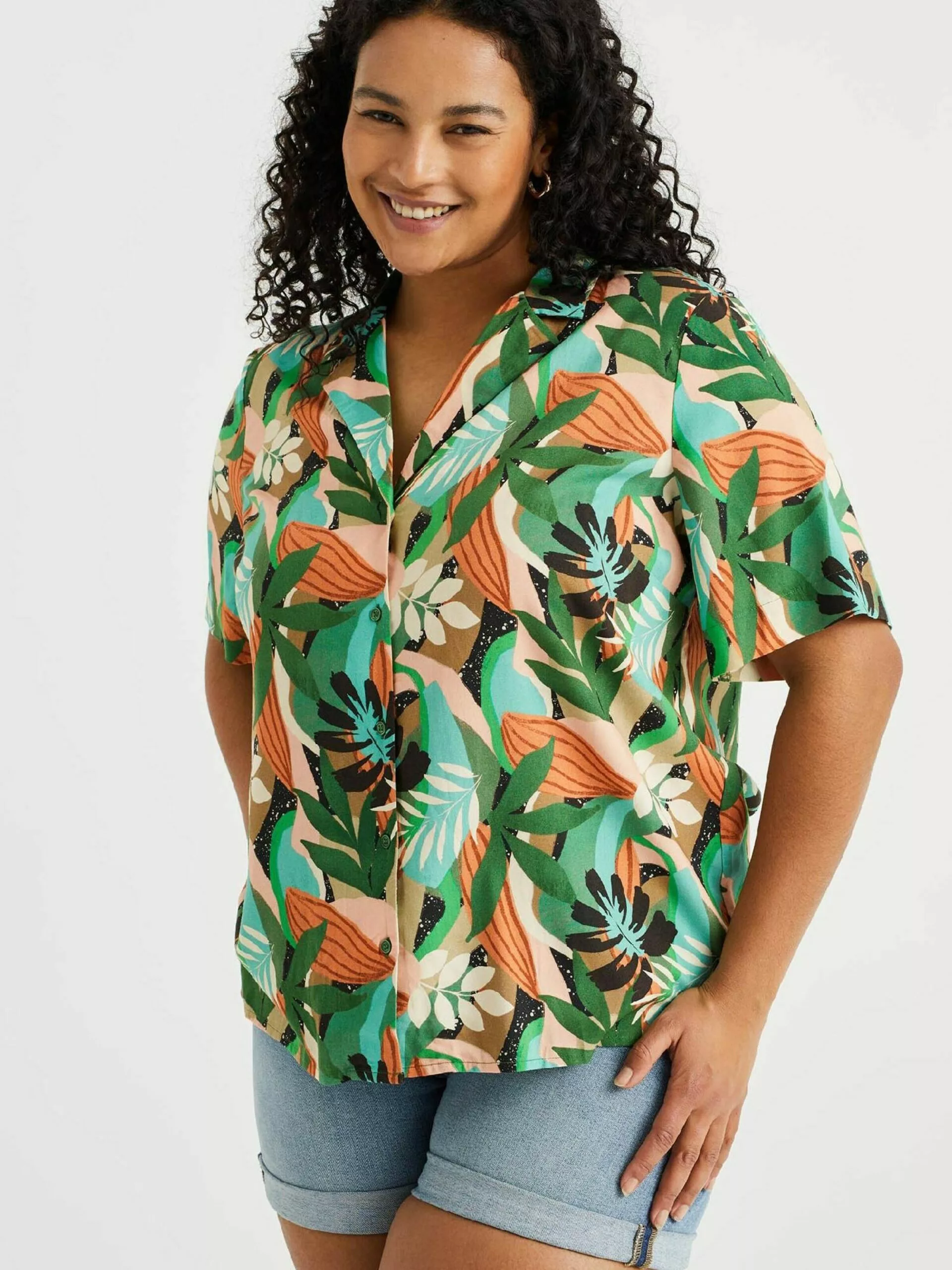 WE FASHION Blouses à Manches Courtes Chemisier Femme Vert Foncé 2 WE FASHION Blouses à Manches Courtes Chemisier Femme Vert Foncé – Image 2