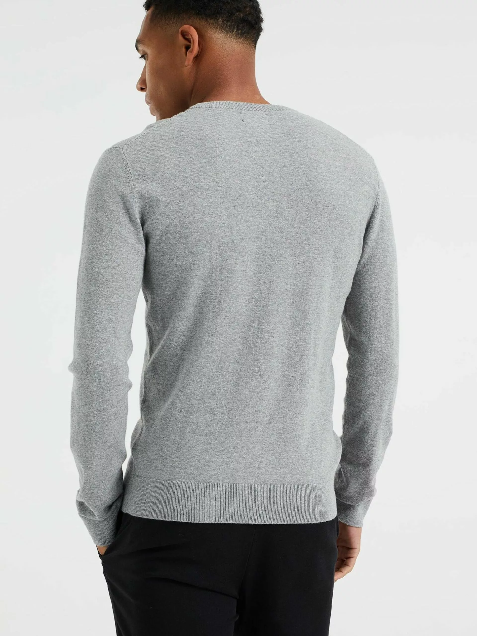 WE FASHION Pulls à Col Rond Pull-over Homme Gris Clair 3 WE FASHION Pulls à Col Rond Pull-over Homme Gris Clair – Image 3