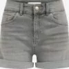 WE FASHION Shorts En Jean Skinny Jean Femme Gris