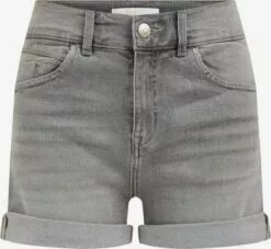 WE FASHION Shorts En Jean Skinny Jean Femme Gris
