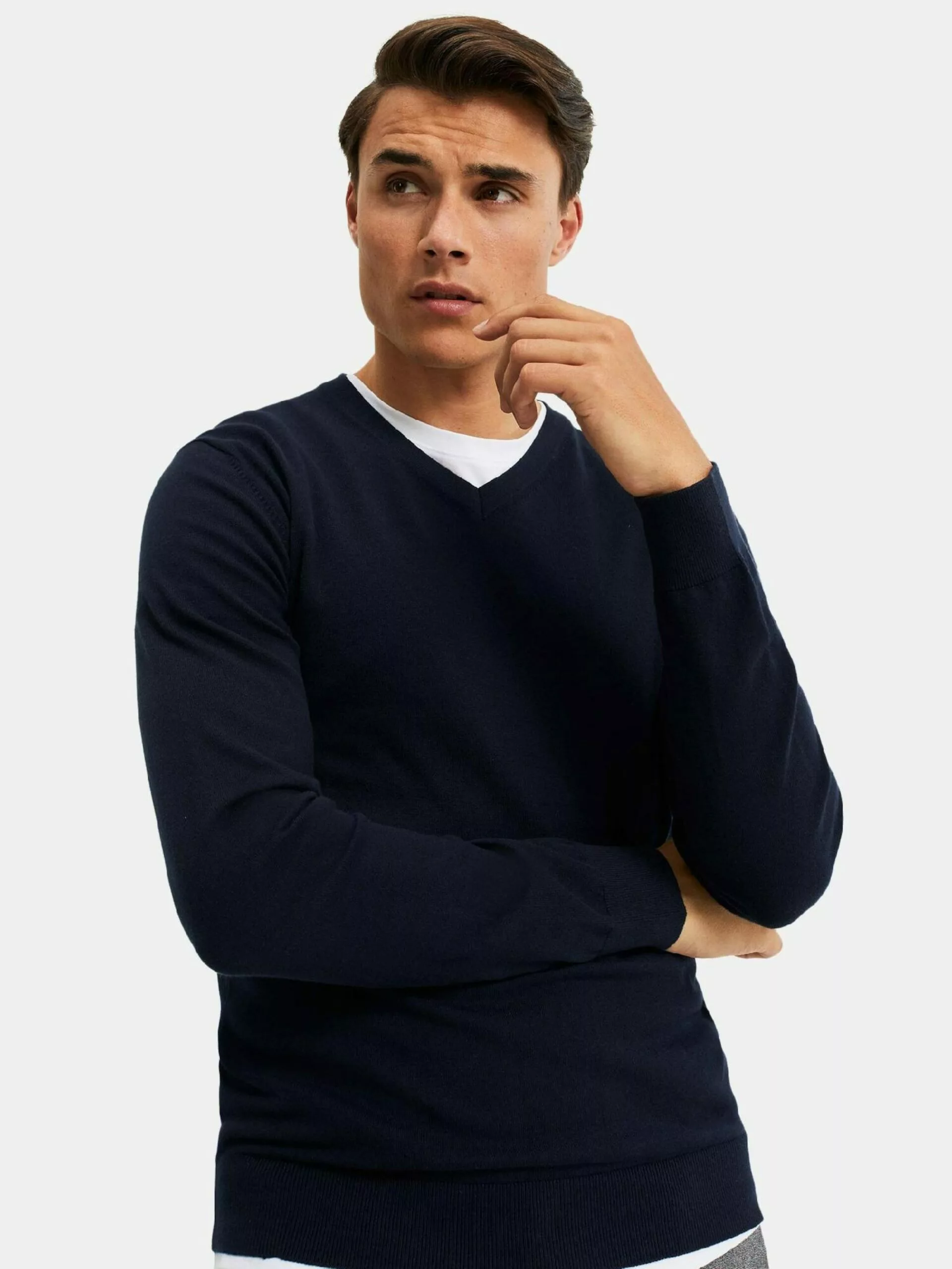 WE FASHION Pulls à Col En V Pull-over Homme Bleu Marine 3 WE FASHION Pulls à Col En V Pull-over Homme Bleu Marine – Image 3