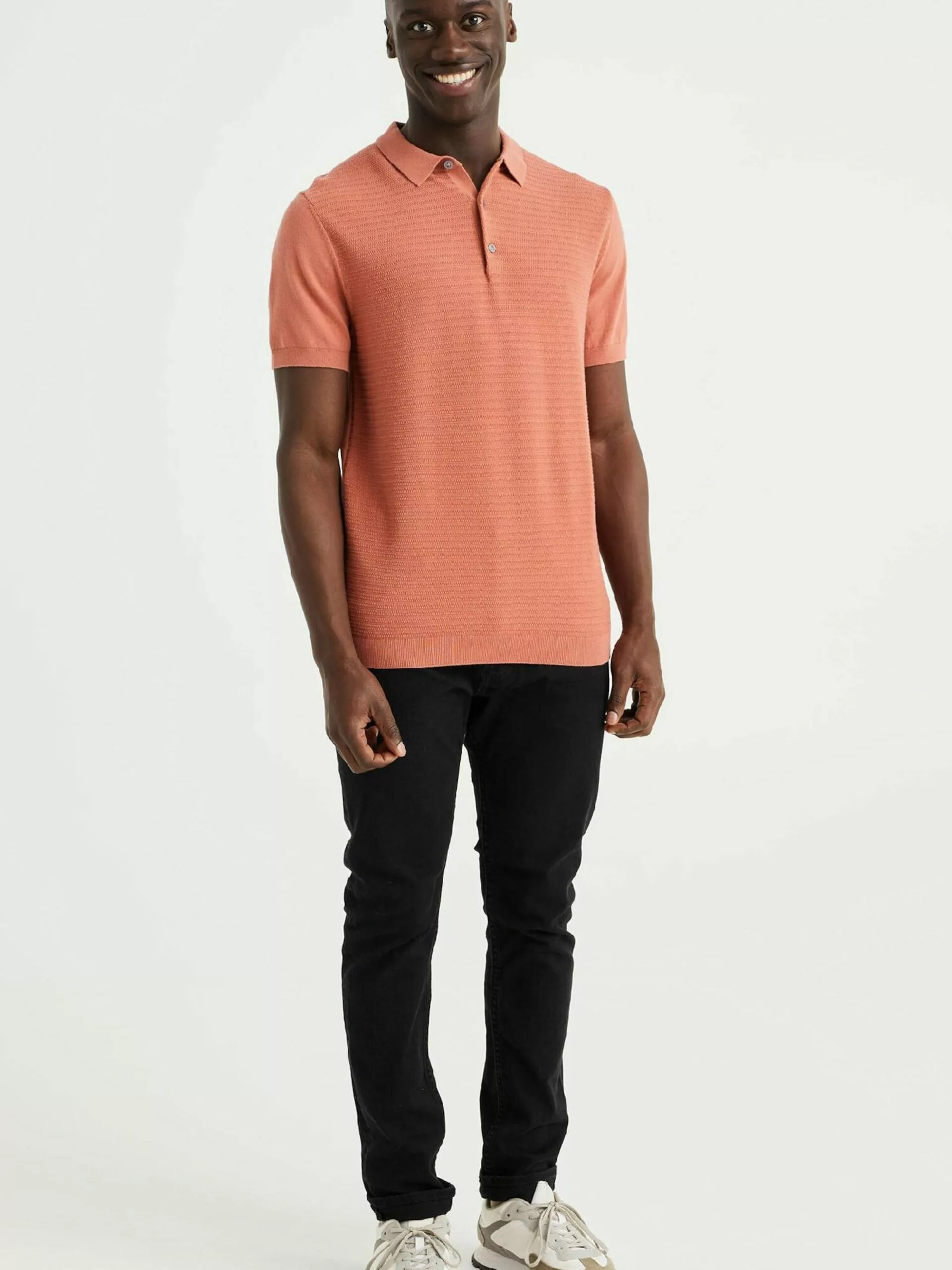 WE FASHION Polos T-Shirt Homme Orange 4 WE FASHION Polos T-Shirt Homme Orange – Image 4
