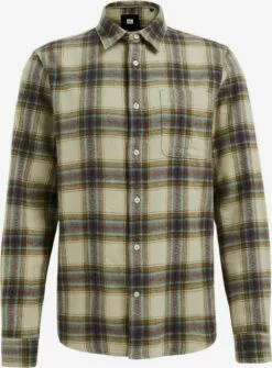 WE FASHION Chemises à Carreaux Coupe Regular Chemise Homme Olive / émeraude