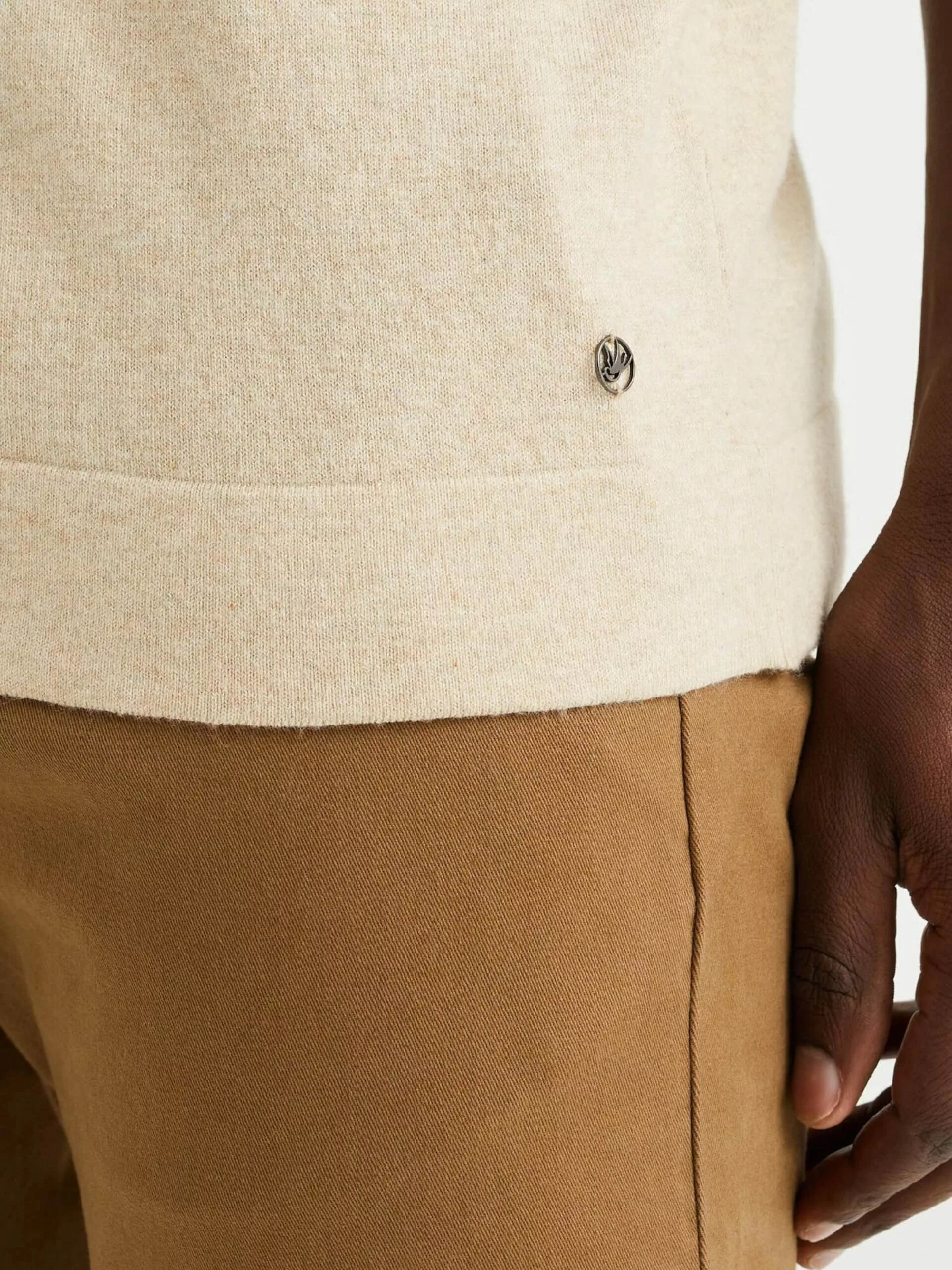 WE FASHION Pulls à Col En V Pull-over Homme Beige / Sable 5 WE FASHION Pulls à Col En V Pull-over Homme Beige / Sable – Image 5