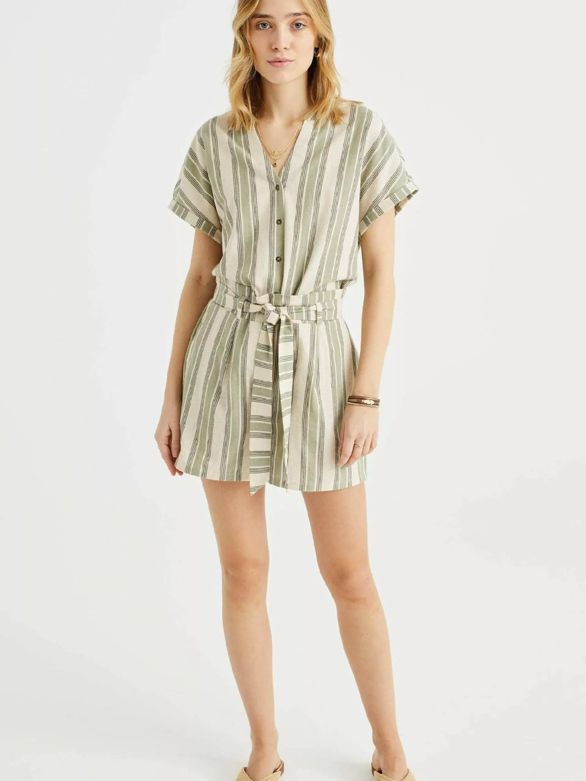 WE FASHION Blouses à Manches Courtes Chemisier Femme Vert / Vert Pastel 4 WE FASHION Blouses à Manches Courtes Chemisier Femme Vert / Vert Pastel – Image 4