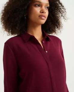 WE FASHION Chemisiers Chemisier Femme Bourgogne / Lie De Vin -WE FASHION Magasin En Ligne 1f6efa142dbf0e74229d5987183287ac