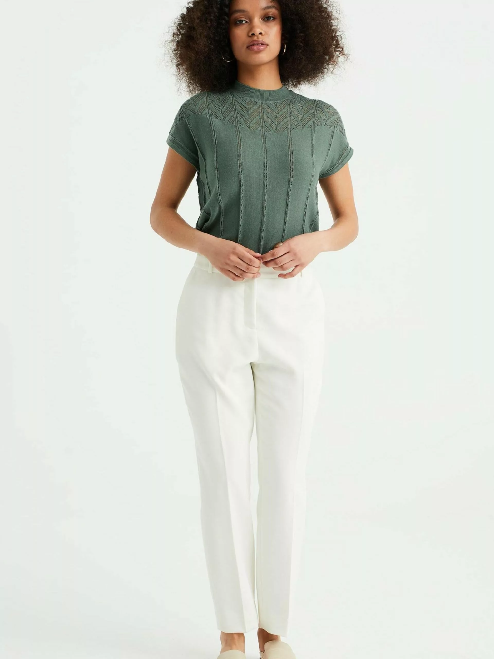 WE FASHION Pulls Maille Fine Pull-over Femme Vert 4 WE FASHION Pulls Maille Fine Pull-over Femme Vert – Image 4