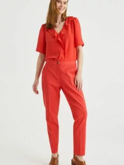 WE FASHION Pantalons Coupe Slim Pantalon à Plis Femme Rouge -WE FASHION Magasin En Ligne 2ff7b29752b7dd83a2b9930b22b5fa8f