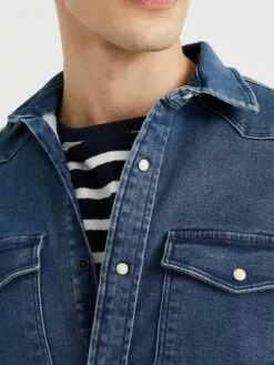 WE FASHION Chemises En Jean Coupe Slim Chemise Homme Bleu -WE FASHION Magasin En Ligne 30f69b20115b82e7d0de697d4f679f30