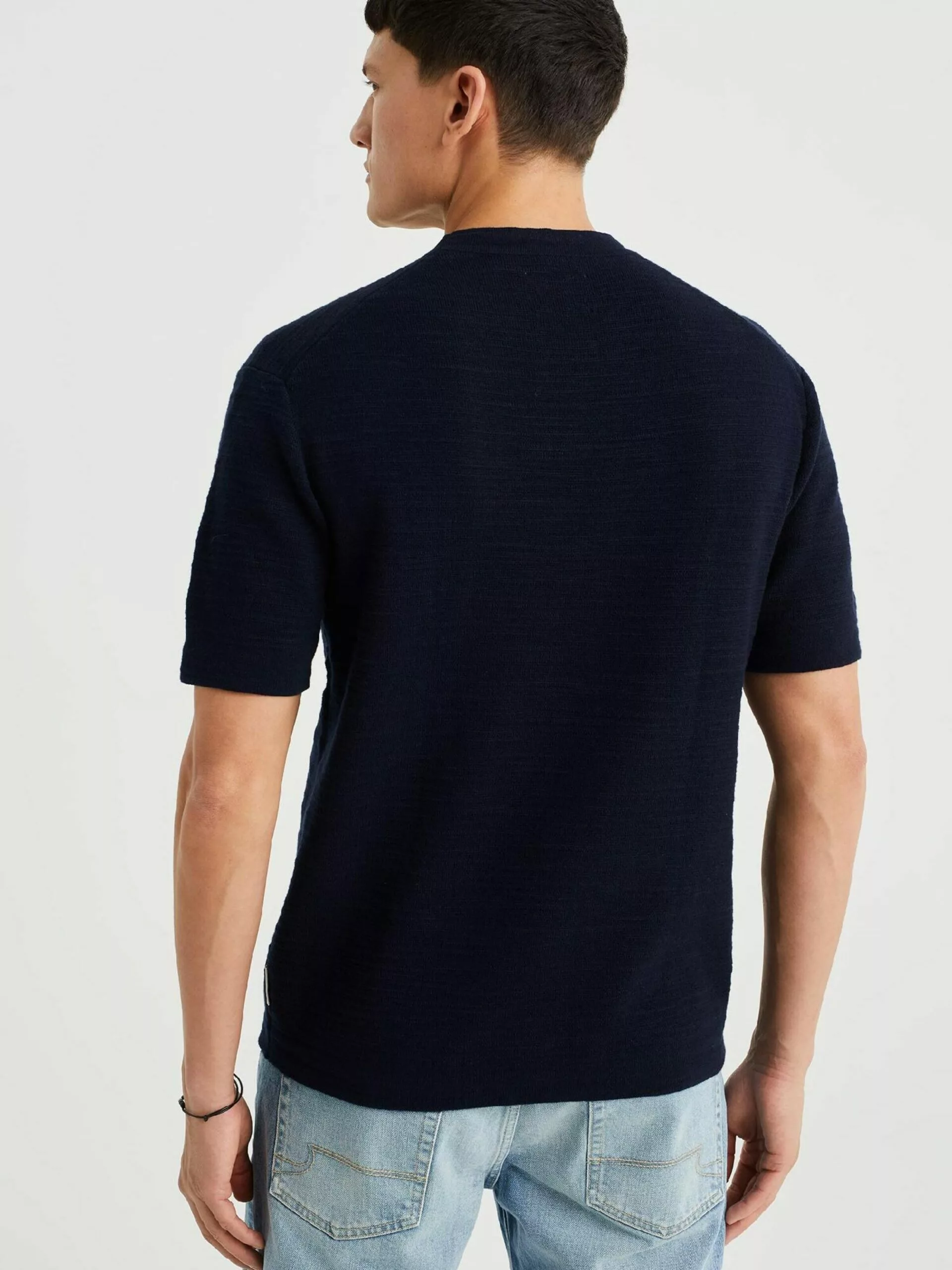 WE FASHION Pulls à Col Rond Pull-over Homme Bleu Foncé 3 WE FASHION Pulls à Col Rond Pull-over Homme Bleu Foncé – Image 3