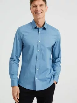 WE FASHION Chemises Décontractées Coupe Slim Chemise Homme Bleu -WE FASHION Magasin En Ligne 3723f5b098571a65f255592213872b4c
