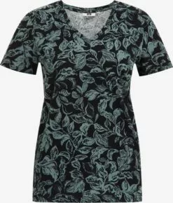 WE FASHION T-shirts T-shirt Femme Vert Foncé / Noir