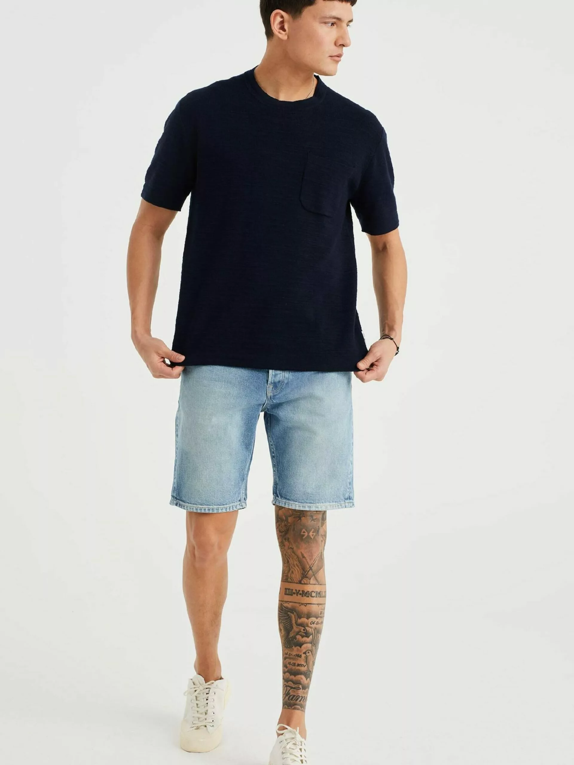 WE FASHION Pulls à Col Rond Pull-over Homme Bleu Foncé 4 WE FASHION Pulls à Col Rond Pull-over Homme Bleu Foncé – Image 4