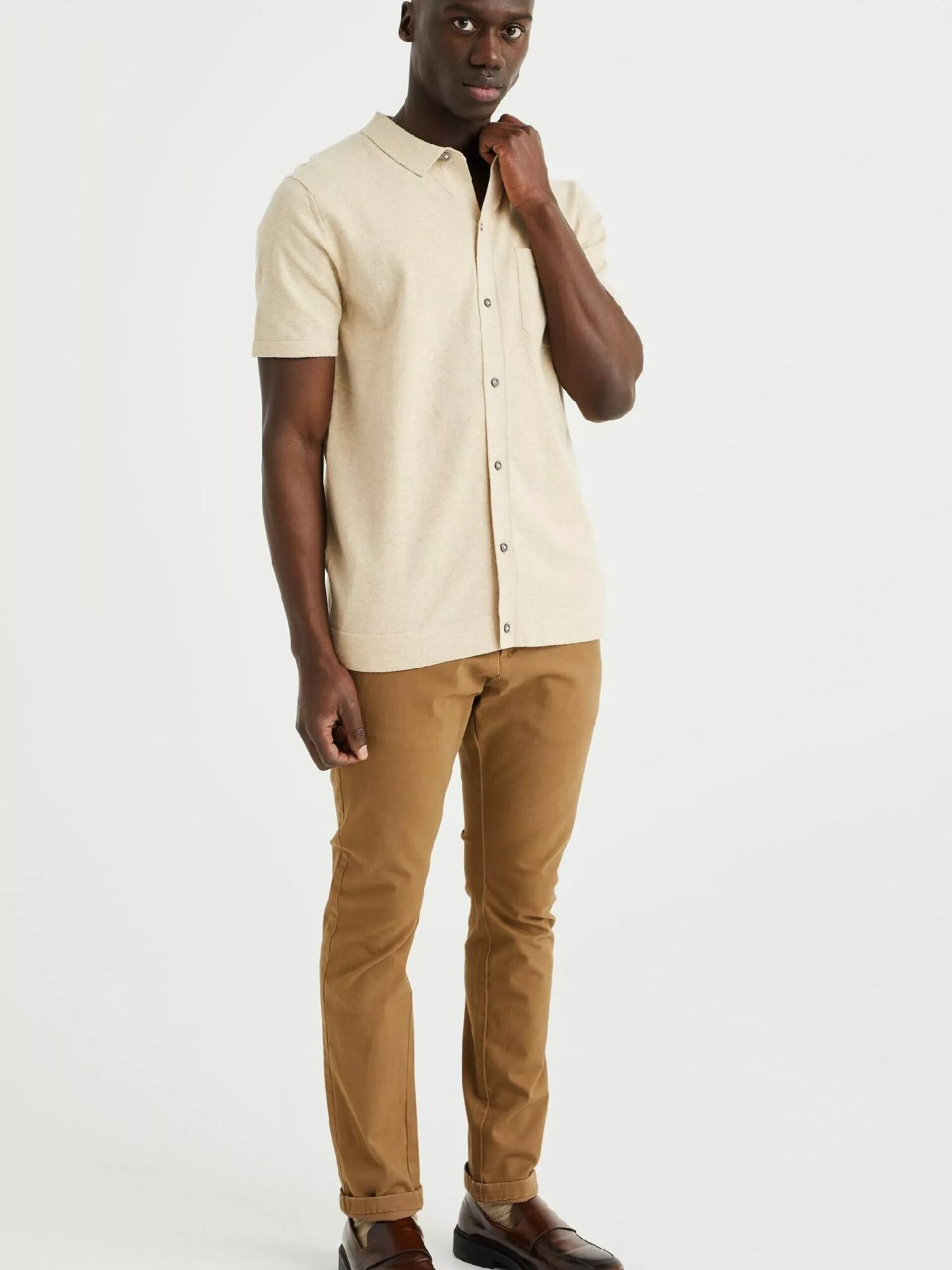 WE FASHION Pulls à Col En V Pull-over Homme Beige / Sable 4 WE FASHION Pulls à Col En V Pull-over Homme Beige / Sable – Image 4