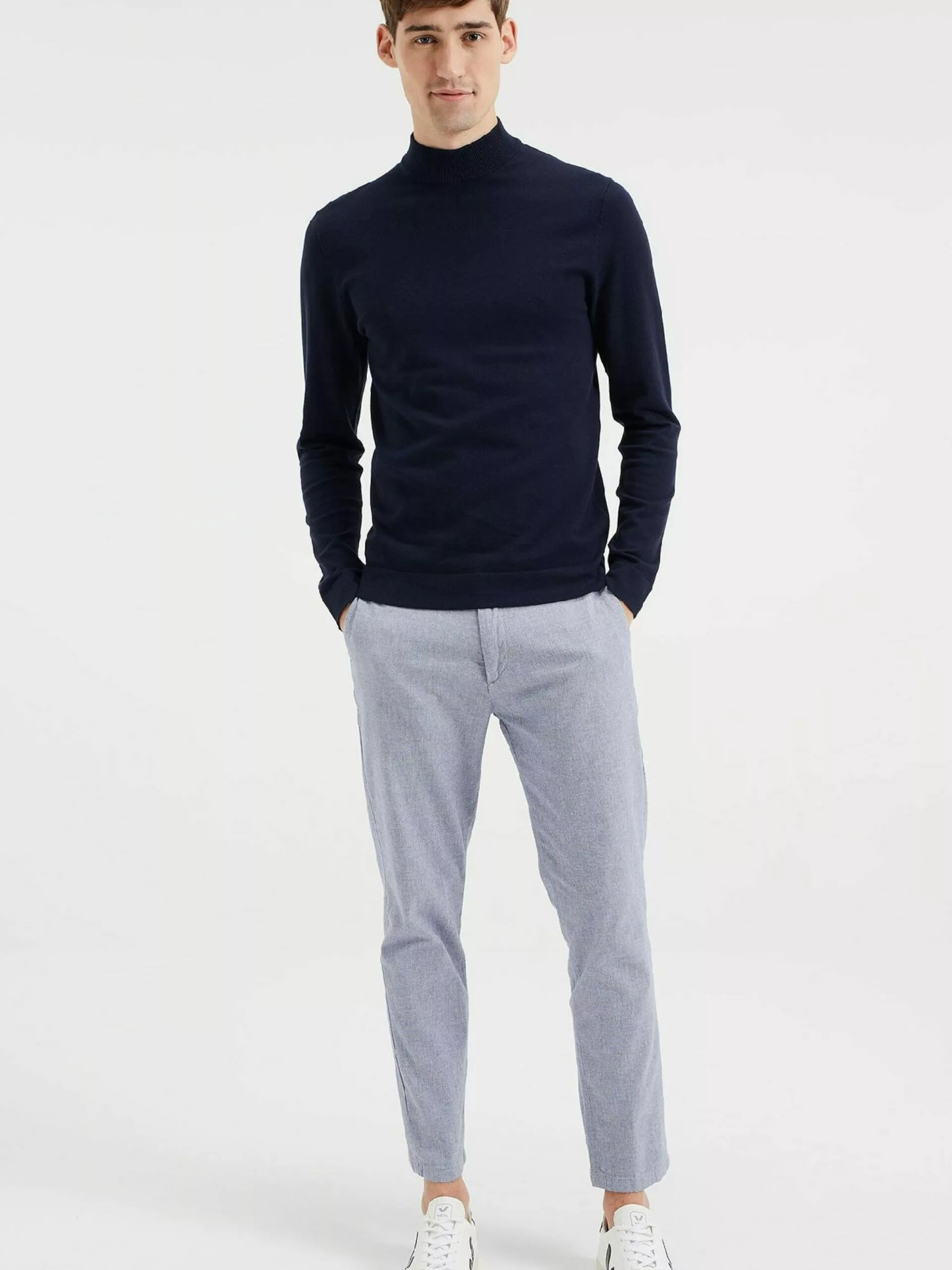 WE FASHION Pulls à Col Roulé Pull-over Homme Bleu Foncé 4 WE FASHION Pulls à Col Roulé Pull-over Homme Bleu Foncé – Image 4