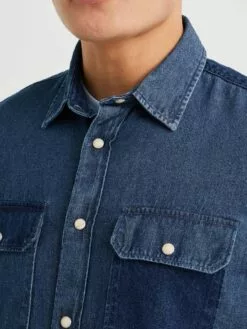 WE FASHION Chemises En Jean Coupe Regular Chemise Homme Bleu Foncé -WE FASHION Magasin En Ligne 503f79890ec85ecad87b7a490e25a7c4