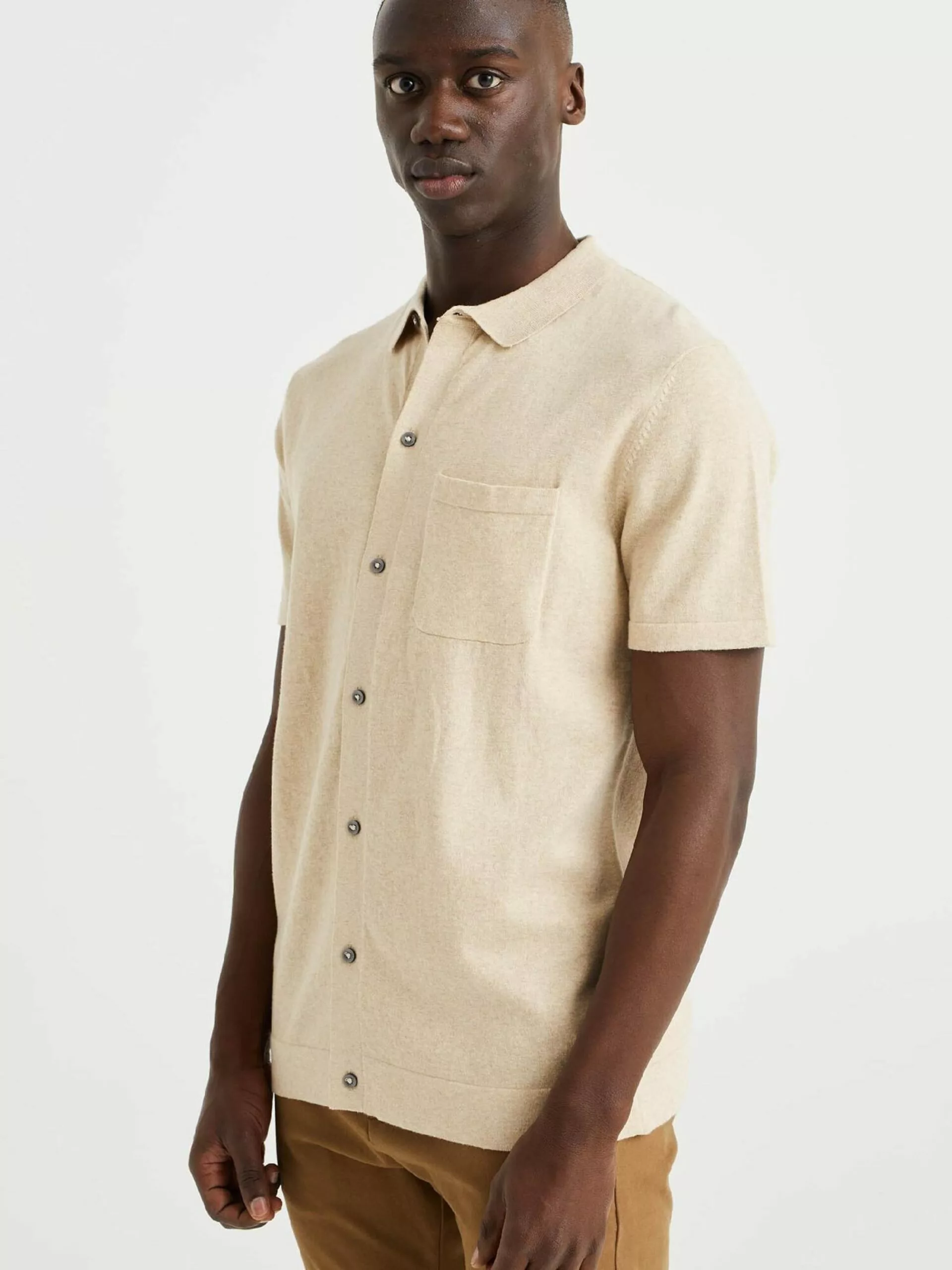 WE FASHION Pulls à Col En V Pull-over Homme Beige / Sable 2 WE FASHION Pulls à Col En V Pull-over Homme Beige / Sable – Image 2