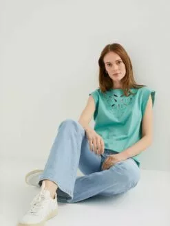 WE FASHION T-shirts T-shirt Femme Menthe -WE FASHION Magasin En Ligne 590a9c2ba615e39ef2aa5a1d439d0249