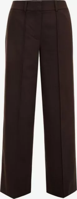 WE FASHION Pantalons Larges Wide Leg Pantalon à Plis Femme Brun Foncé