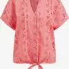 WE FASHION Blouses à Manches Courtes Chemisier Femme Rose Ancienne