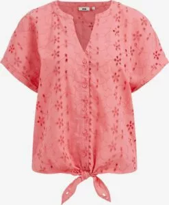 WE FASHION Blouses à Manches Courtes Chemisier Femme Rose Ancienne