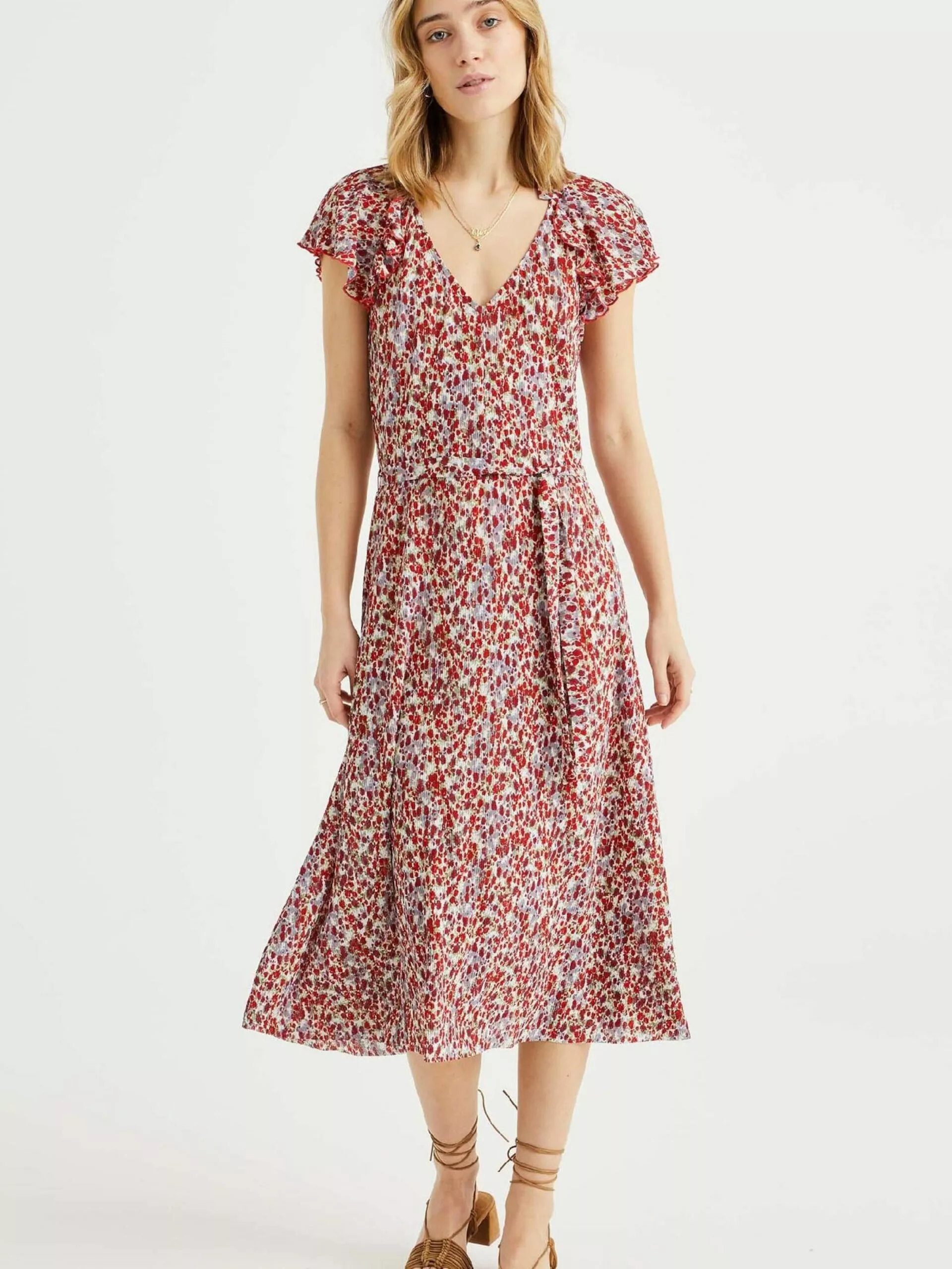 WE FASHION Robes Midi Robe Femme Rouge 2 WE FASHION Robes Midi Robe Femme Rouge – Image 2