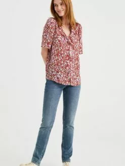 WE FASHION Blouses à Manches Courtes Chemisier Femme Blanc Cassé -WE FASHION Magasin En Ligne 65ba3390176a18b9abb75525ff3e791c