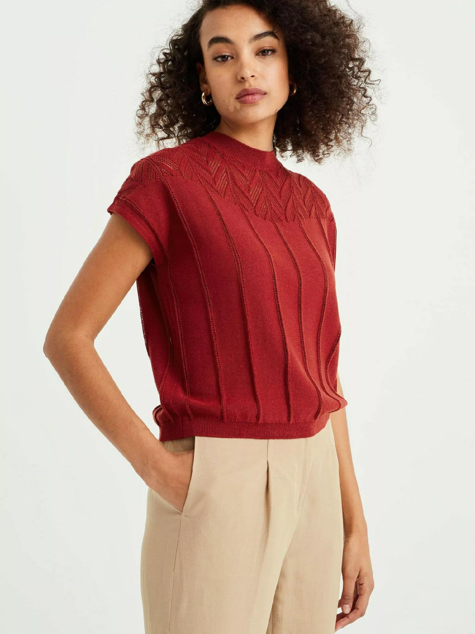 WE FASHION Pulls Maille Fine Pull-over Femme Rouge 2 WE FASHION Pulls Maille Fine Pull-over Femme Rouge – Image 2