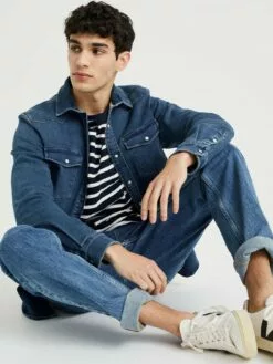 WE FASHION Chemises En Jean Coupe Slim Chemise Homme Bleu -WE FASHION Magasin En Ligne 6bdb80ad76ab409b53b382421c61e086