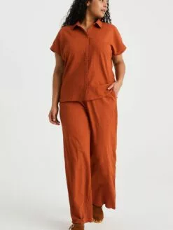 WE FASHION Pantalons En Toile Wide Leg Pantalon Femme Rouille -WE FASHION Magasin En Ligne 71196c254a5893d234b91e42877270cd
