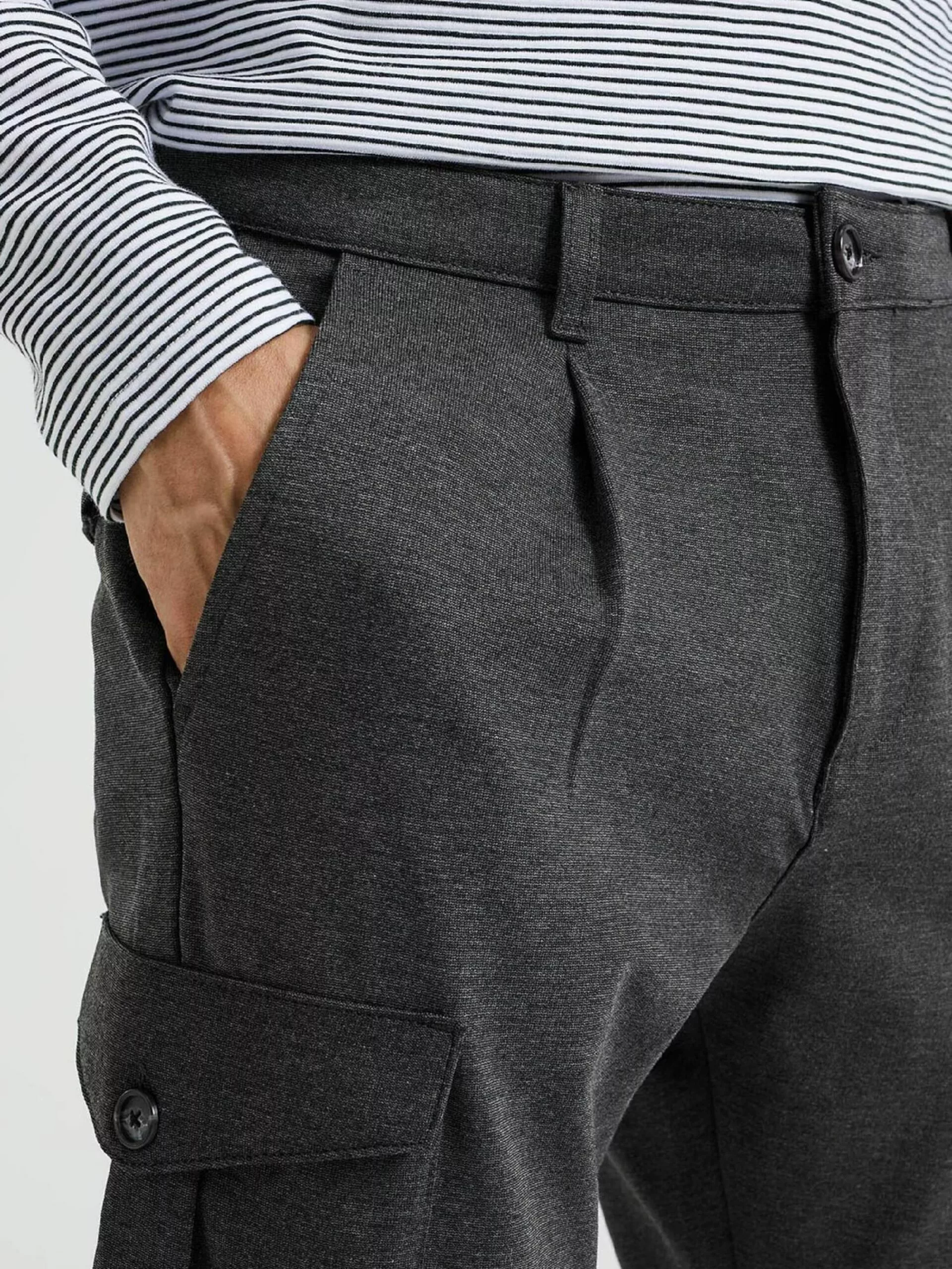 WE FASHION Pantalons Cargo Effilé Pantalon Cargo Homme Gris Foncé 6 WE FASHION Pantalons Cargo Effilé Pantalon Cargo Homme Gris Foncé – Image 6