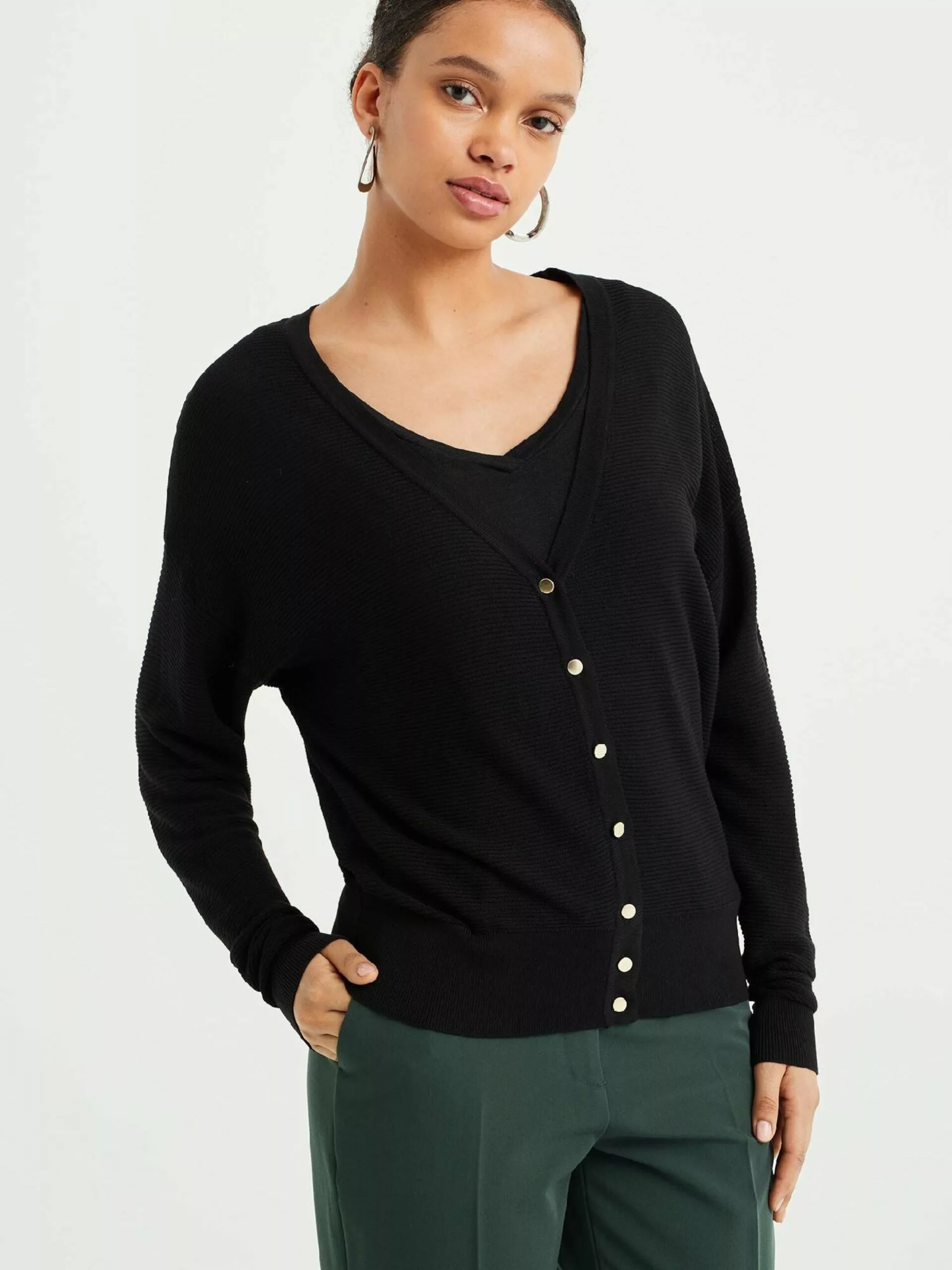 WE FASHION Gilets Cardigan Femme Noir 2 WE FASHION Gilets Cardigan Femme Noir – Image 2