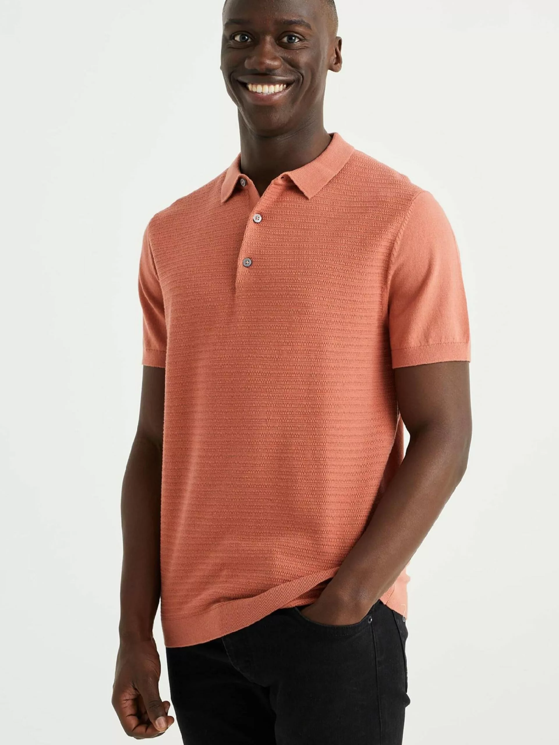 WE FASHION Polos T-Shirt Homme Orange 2 WE FASHION Polos T-Shirt Homme Orange – Image 2