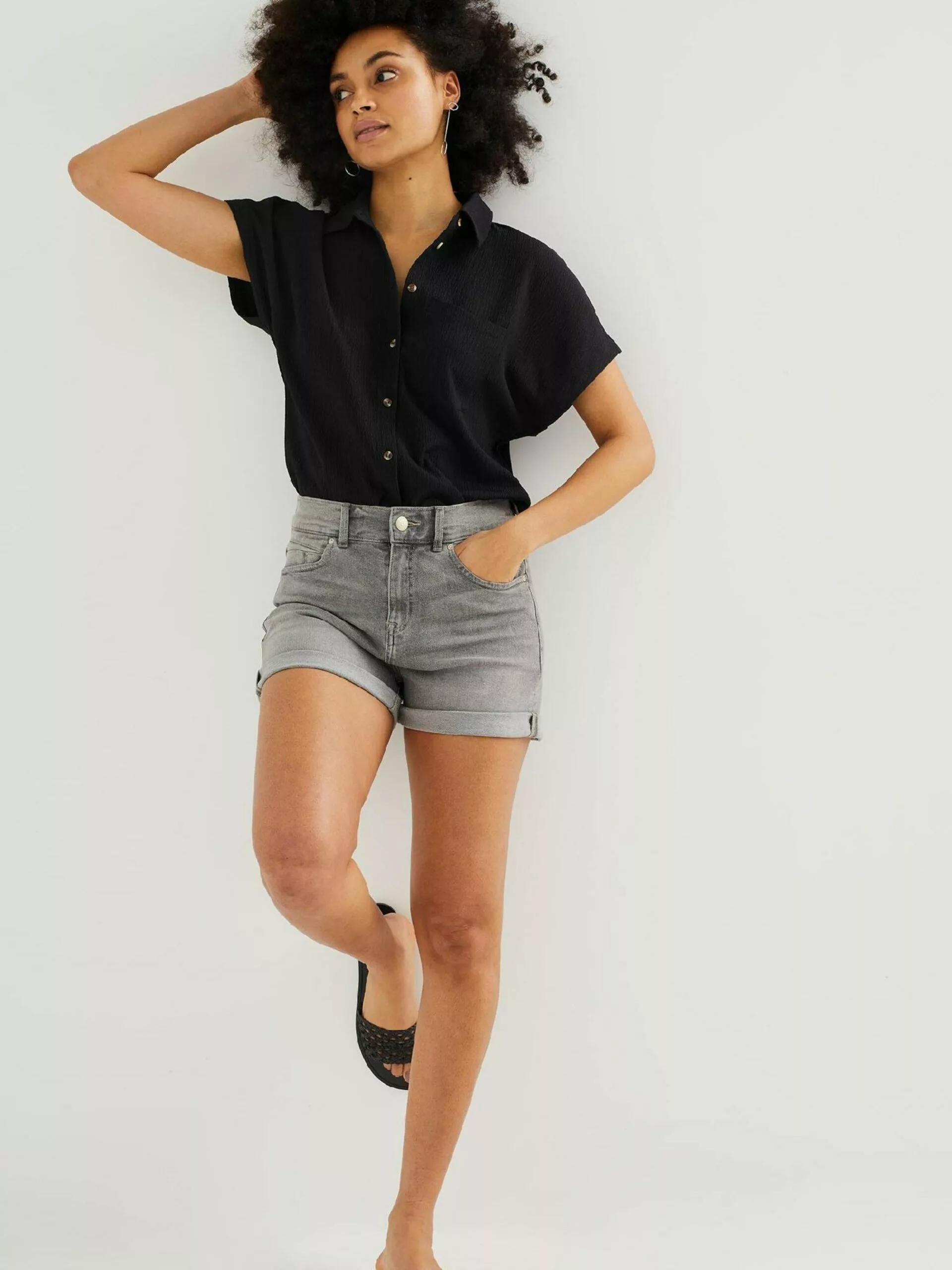 WE FASHION Shorts En Jean Skinny Jean Femme Gris 3 WE FASHION Shorts En Jean Skinny Jean Femme Gris – Image 3