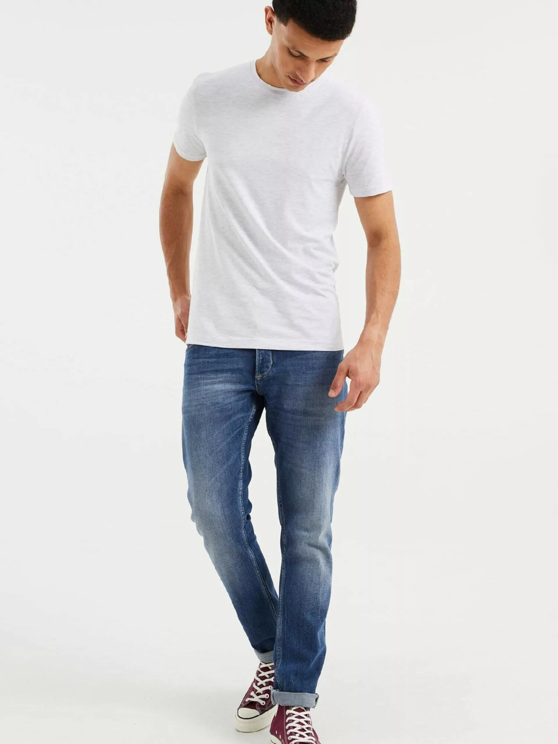 WE FASHION T-shirts T-Shirt Homme Blanc Chiné 4 WE FASHION T-shirts T-Shirt Homme Blanc Chiné – Image 4