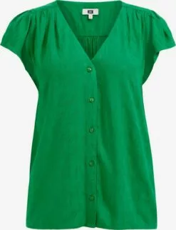 WE FASHION Blouses à Manches Courtes Chemisier Femme émeraude