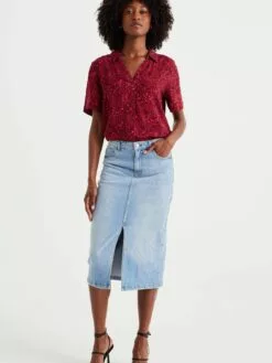 WE FASHION Blouses à Manches Courtes Chemisier Femme Lie De Vin / Rouge Clair -WE FASHION Magasin En Ligne 7e8ec593a58b9332f6d4ed0db37cb80e