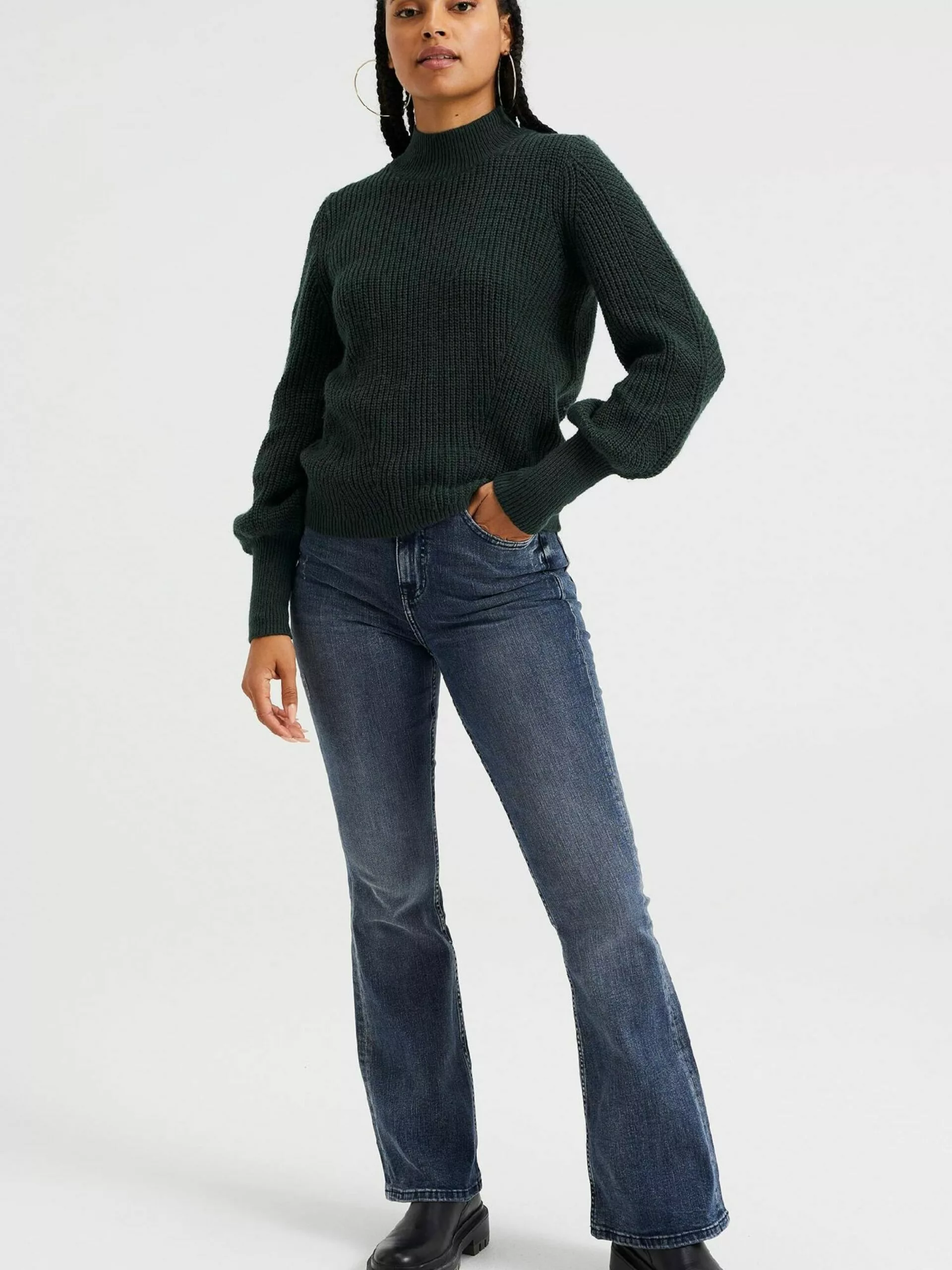 WE FASHION Pulls Maille Fine Pull-over Femme Sapin 4 WE FASHION Pulls Maille Fine Pull-over Femme Sapin – Image 4