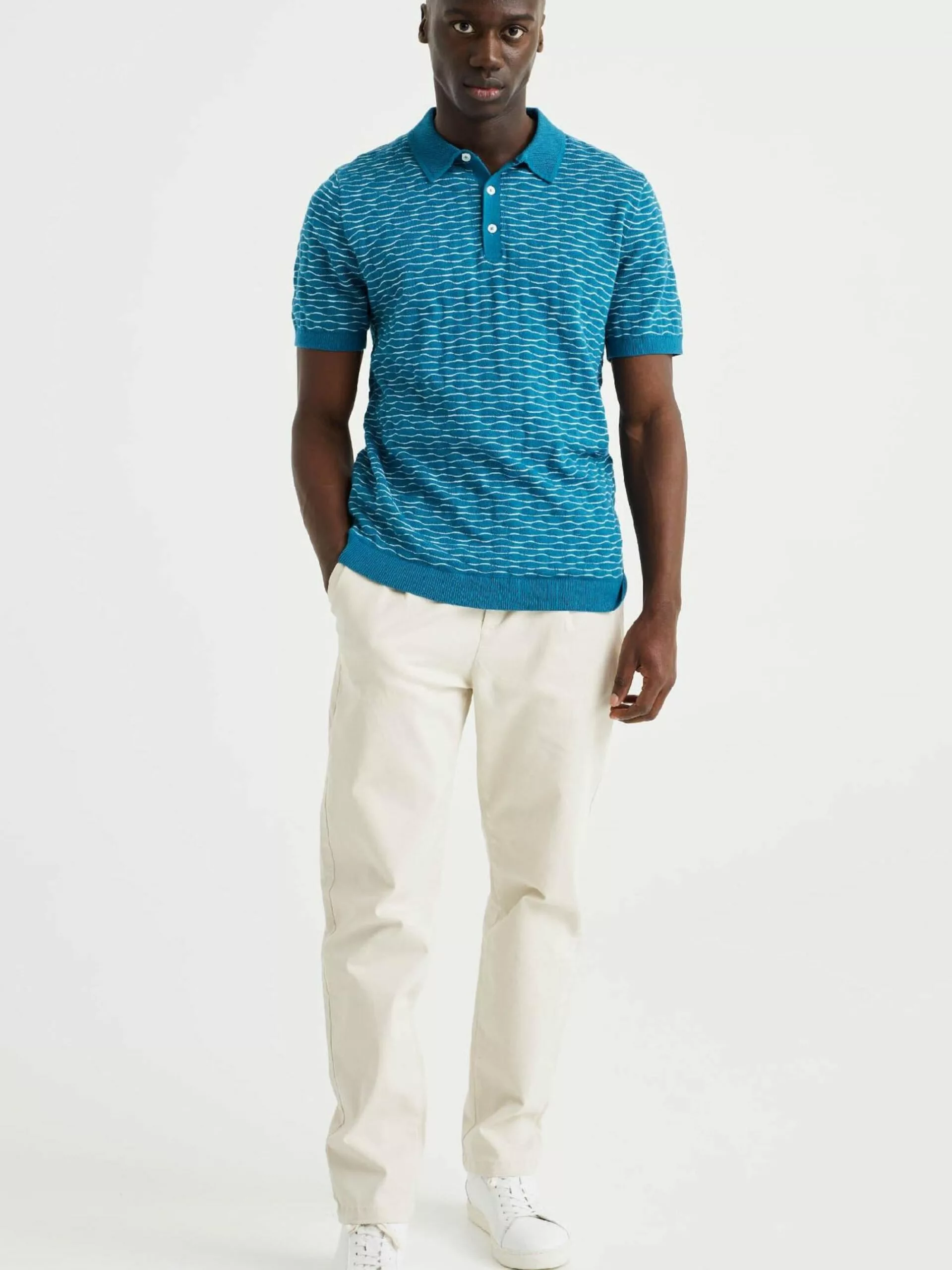 WE FASHION Pulls à Col En V Pull-over Homme Bleu 4 WE FASHION Pulls à Col En V Pull-over Homme Bleu – Image 4