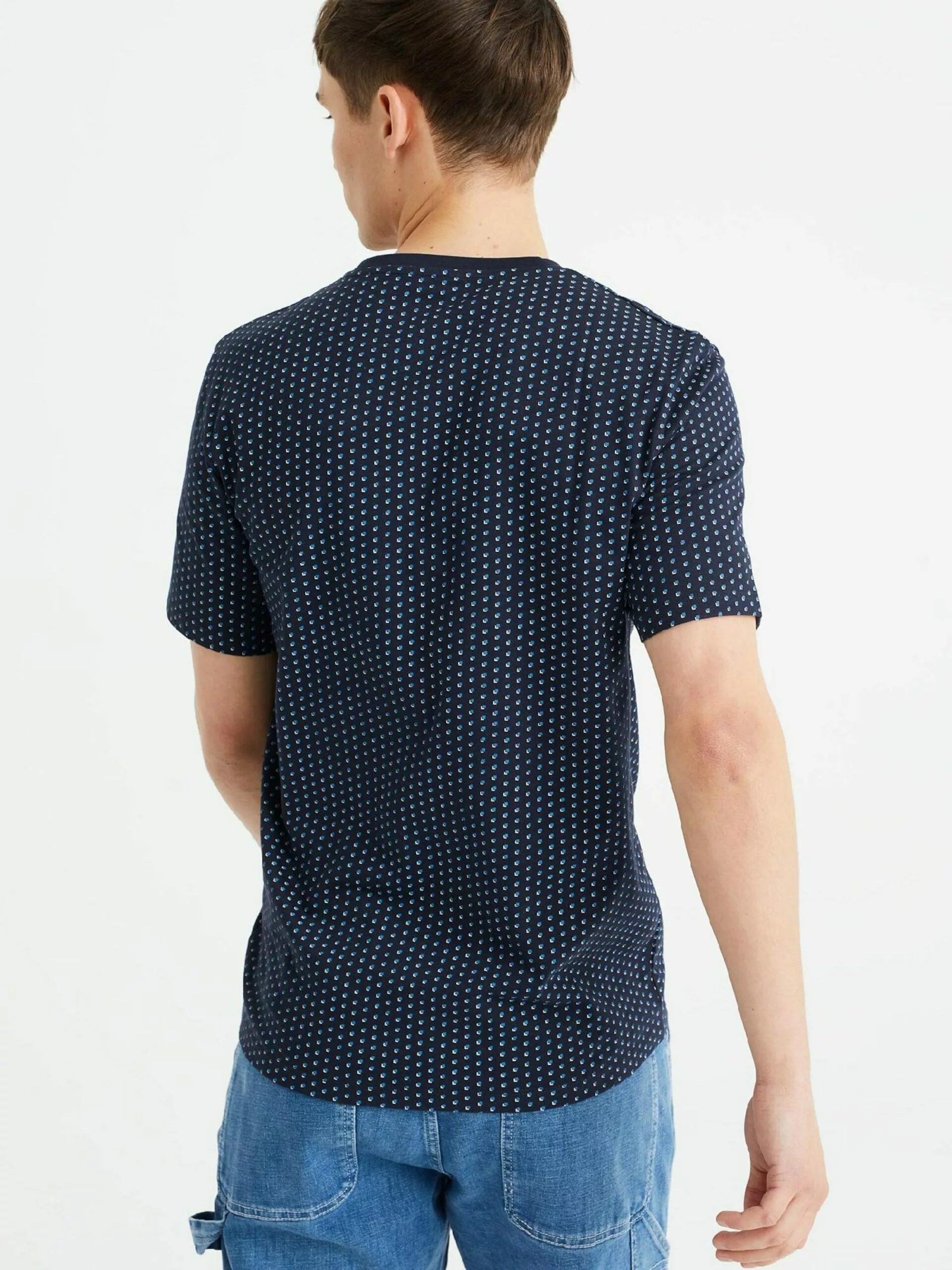 WE FASHION T-shirts T-Shirt Homme Bleu Clair / Bleu Foncé 3 WE FASHION T-shirts T-Shirt Homme Bleu Clair / Bleu Foncé – Image 3