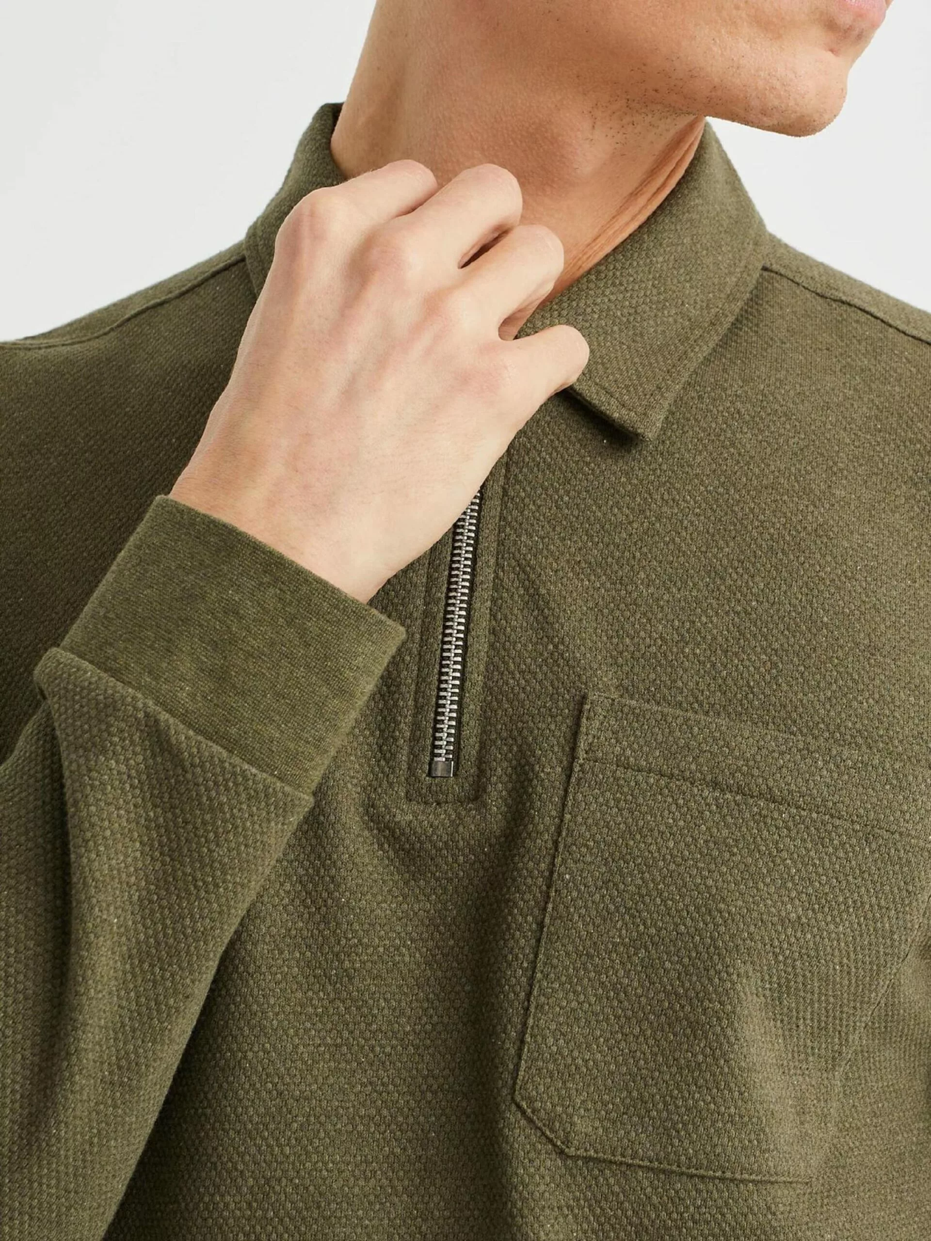 WE FASHION Pulls à Col En V Pull-over Homme Kaki 5 WE FASHION Pulls à Col En V Pull-over Homme Kaki – Image 5