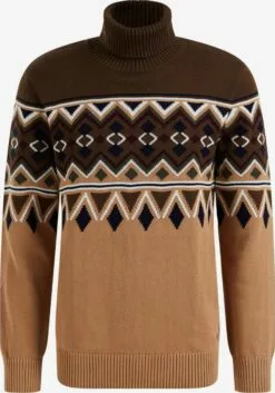 WE FASHION Pulls à Col Roulé Pull-over Homme Noisette / Brun Foncé