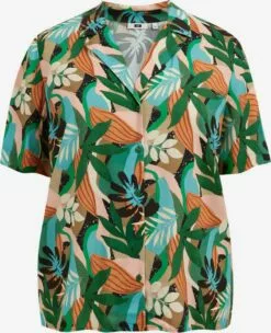 WE FASHION Blouses à Manches Courtes Chemisier Femme Vert Foncé