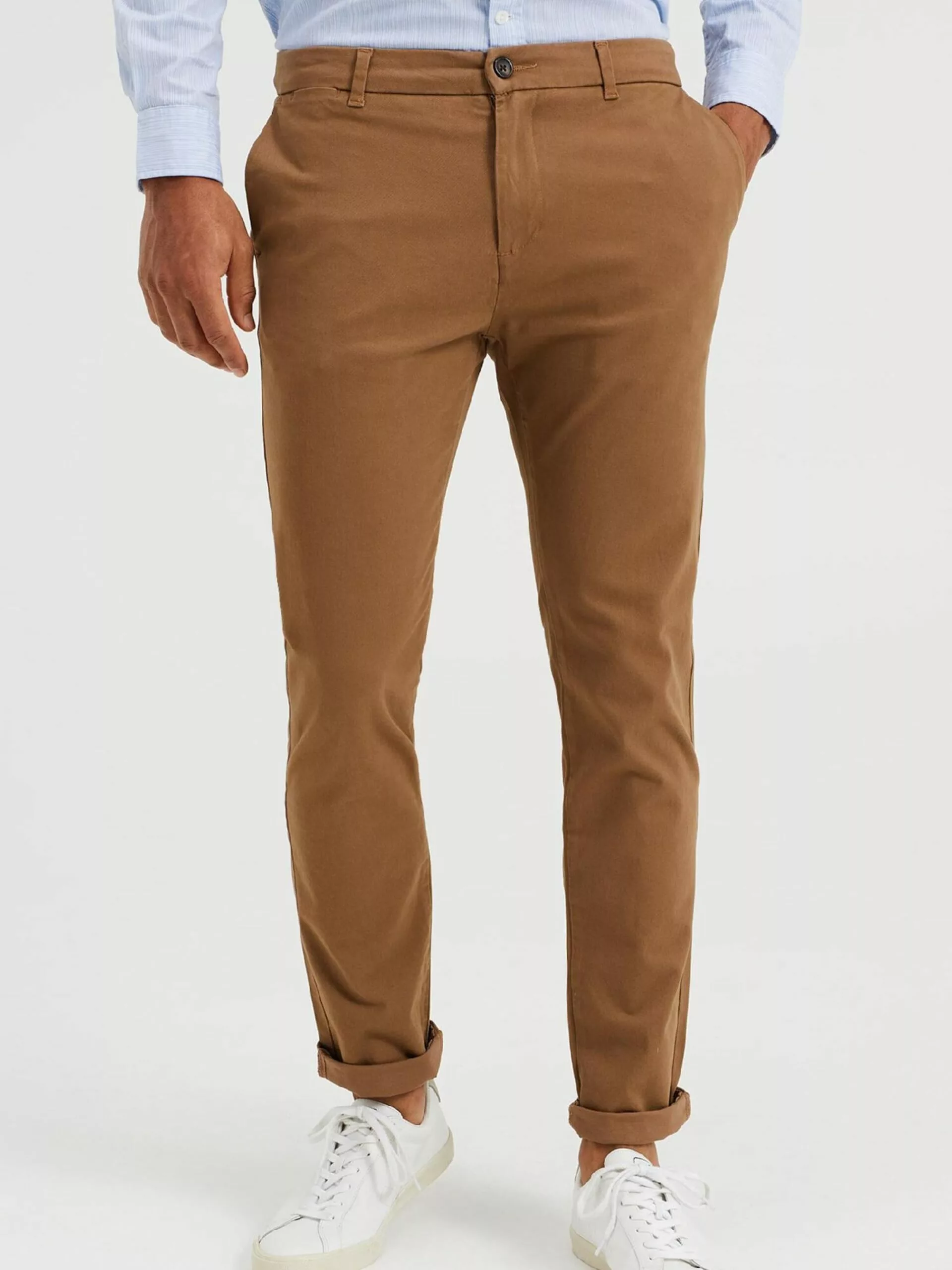 WE FASHION Chinos Coupe Slim Pantalon Chino Homme Noisette 2 WE FASHION Chinos Coupe Slim Pantalon Chino Homme Noisette – Image 2