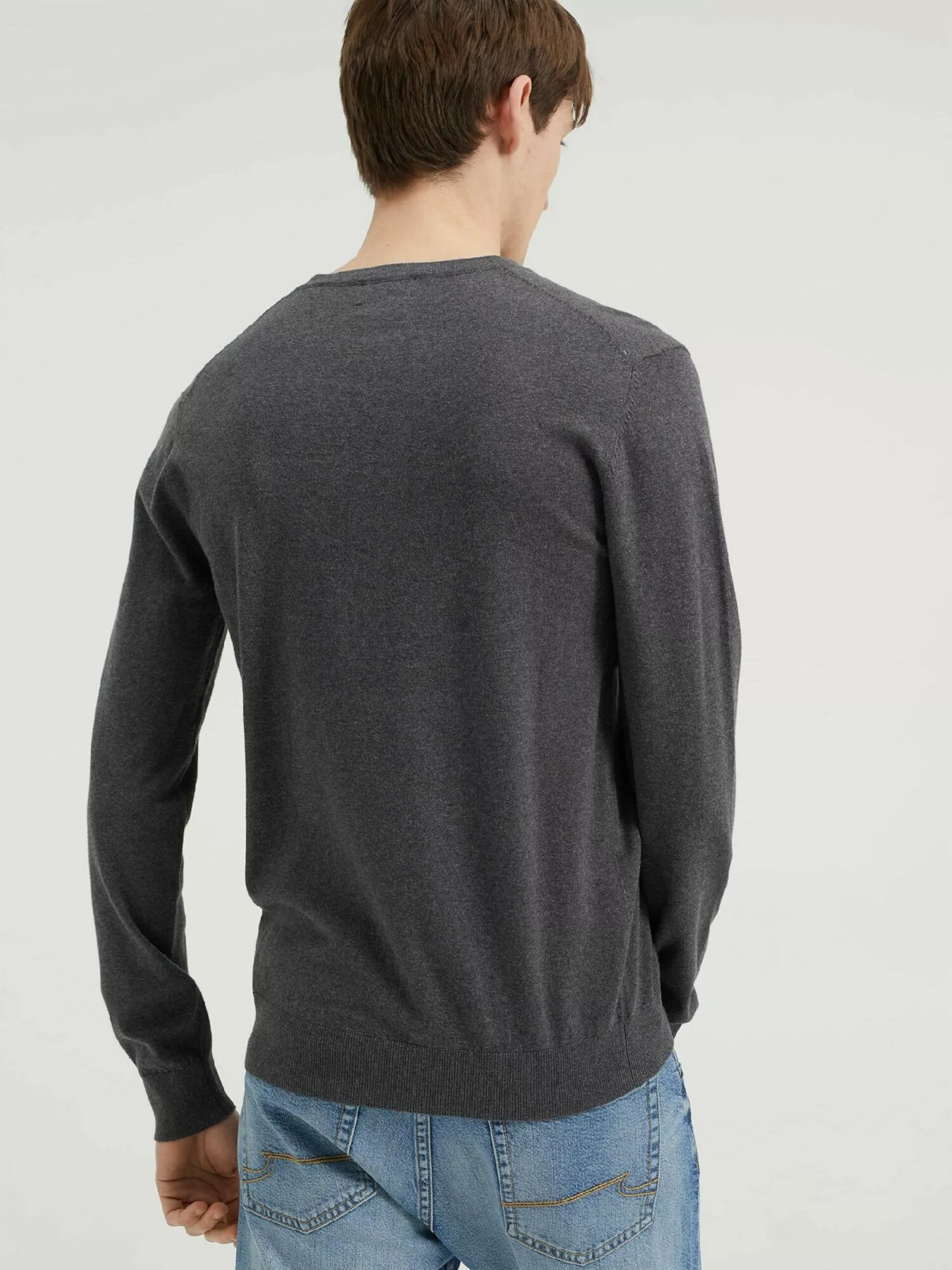 WE FASHION Pulls à Col En V Pull-over Homme Gris Chiné 3 WE FASHION Pulls à Col En V Pull-over Homme Gris Chiné – Image 3