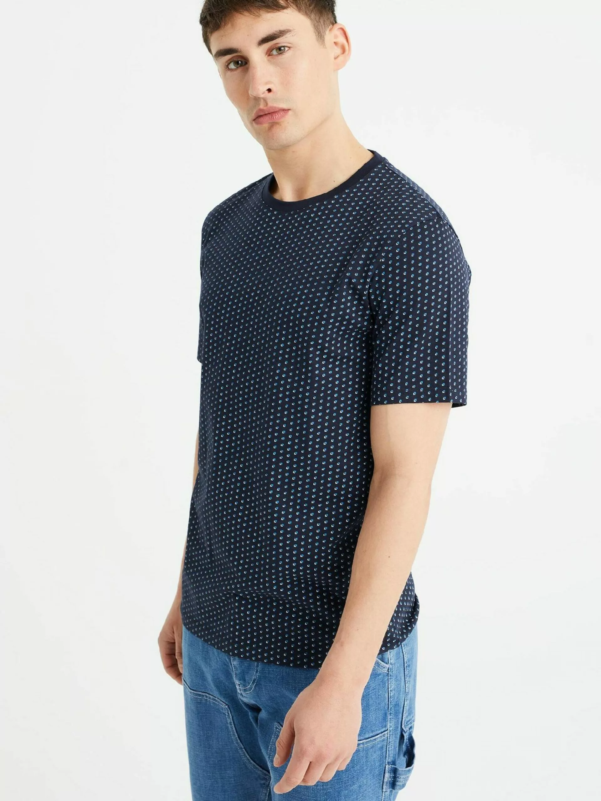 WE FASHION T-shirts T-Shirt Homme Bleu Clair / Bleu Foncé 2 WE FASHION T-shirts T-Shirt Homme Bleu Clair / Bleu Foncé – Image 2