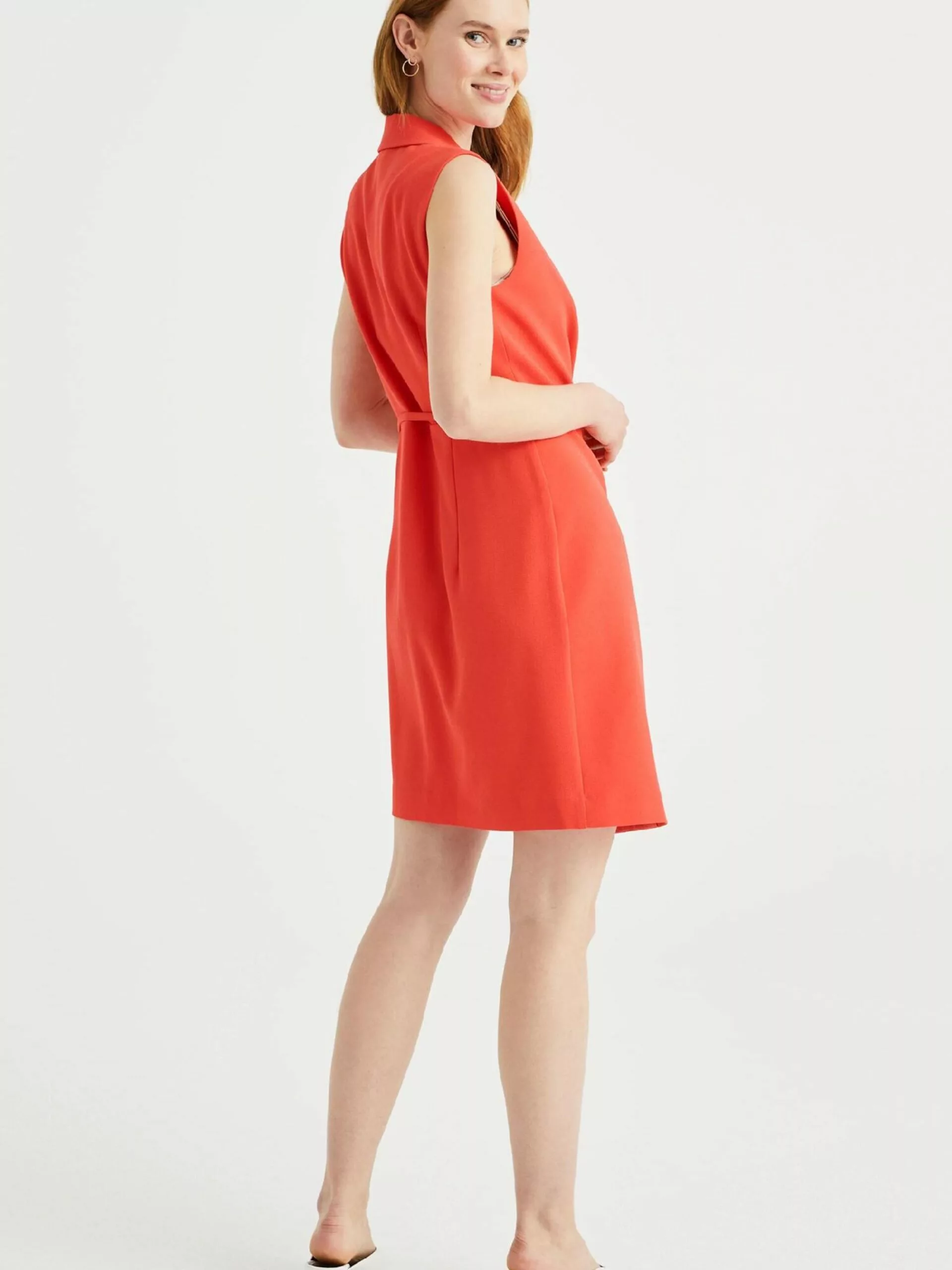 WE FASHION Robes Fluides Robe-chemise Femme Rouge Orangé 3 WE FASHION Robes Fluides Robe-chemise Femme Rouge Orangé – Image 3