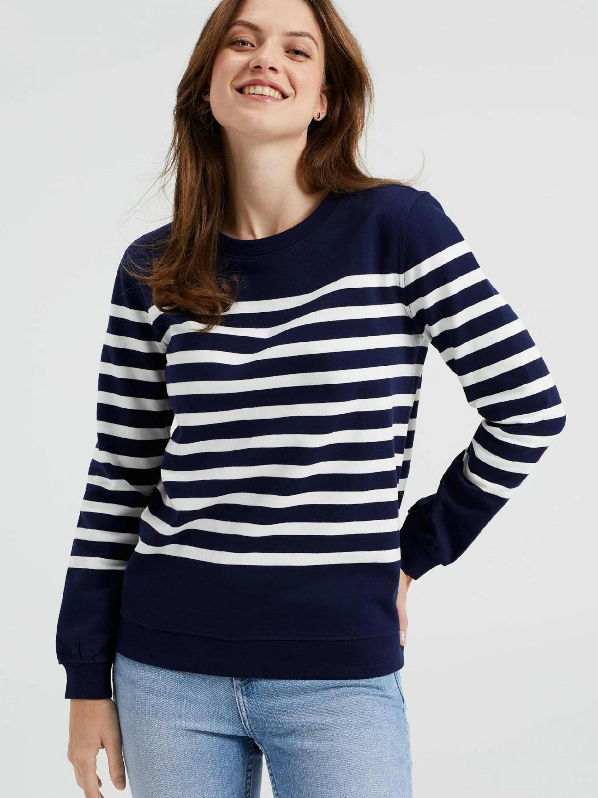 WE FASHION Pulls Maille Fine Pull-over Femme Bleu Foncé 2 WE FASHION Pulls Maille Fine Pull-over Femme Bleu Foncé – Image 2