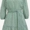 WE FASHION Robes Fluides Robe-chemise Femme Vert