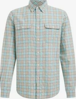 WE FASHION Chemises à Carreaux Coupe Regular Chemise Homme Bleu Clair